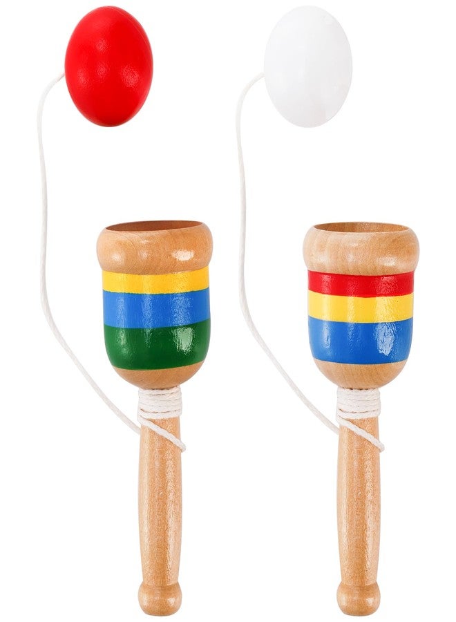Cididu 12 Pcs Wooden Catch Ball Game, Mini Wood Ball Catching with String Cup, Vintage Catch Toys for Kids, Novelty Fun Party Games for Lawn Camping Beach, Hand Eye Coordination Educational Game - Image 4